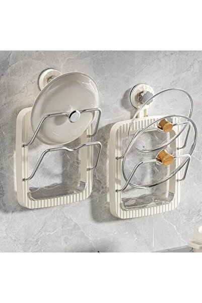 XLOTS Lid Organizer Rack - Suction Cup Wall Mount Pot & Pan Lid Holder Pot Li...
