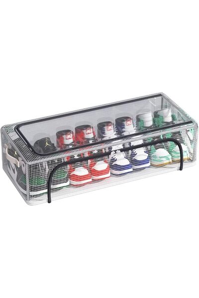 Bukela Foldable Under Bed Shoe Storage Box with Clear Lid & Zippers – Large F...