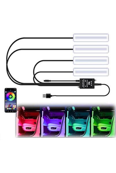 AZONEE إضاءة LED داخلية للسيارة، شريط LED مقاوم للماء لداخل السيارة، أضواء مح...