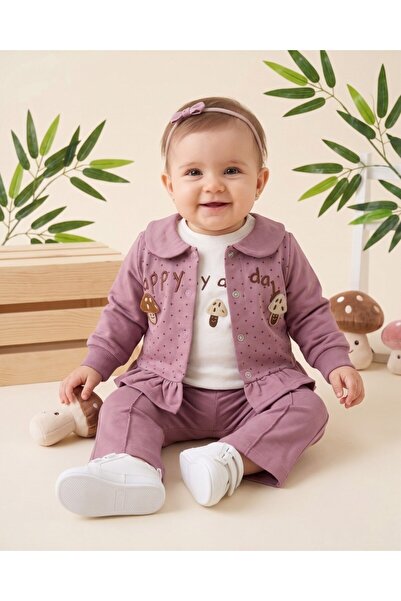 voyyo kids baby طقم سترة وبنطلون وكارديجان أنيق للفتيات الصغيرات بتفاصيل على ...