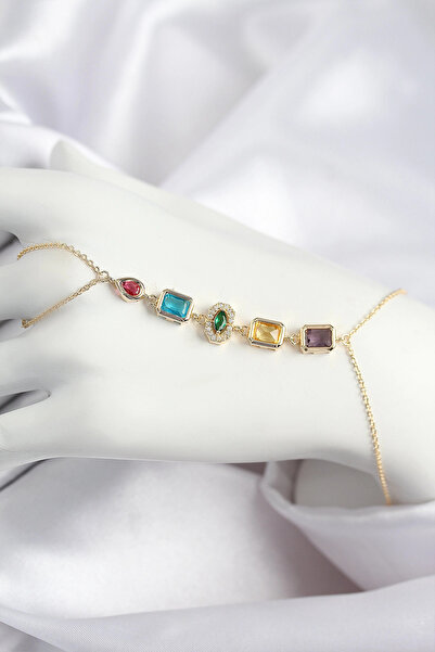 SORA GROUP Brass Colored Zircon Stone Model Gold Color Şahmeran