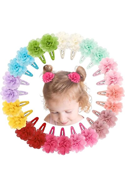 Ded 30PCS 2" Chiffon Flower Hair Bows Clips with Rhinestone Pearl for Kids | ...