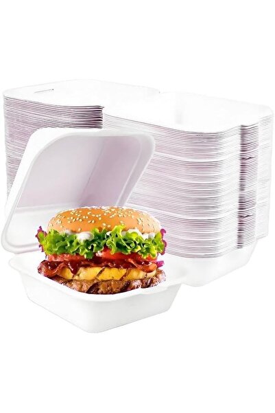 Generic Pack White Clamshell Takeout Tray, Microwaveable Paper Hinged Food Co...