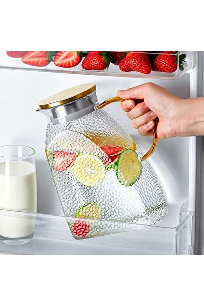 GENERAL Glass Pitcher With Lid and Spout, 1.8 Liter Glass Pitchers With Handl...