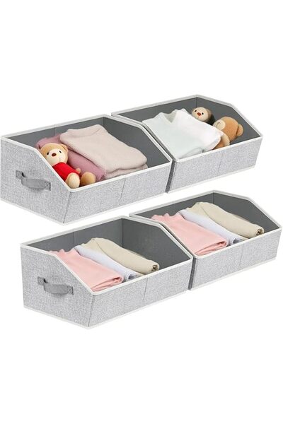 GENERAL Mylindde Storage Bins with Lids, 3 Pack Foldable Storage Boxes with L...