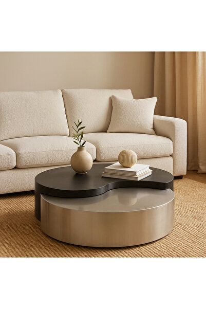 Baytonia Coffee Table 2-Piece Yori - Black & Silver