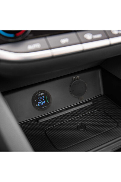 Alista Home Priză USB auto 12V 24V cu voltmetru, montare în priza brichetei, ...