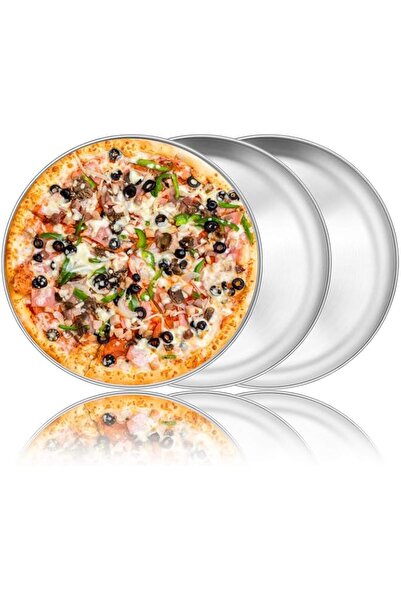Generic 12 Inch Pizza Baking Tray Set of 3, Homikit Round Pizza Baking Sheet ...
