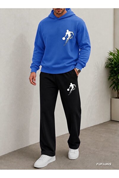 FUFLUNS Basketball Player Printed Men's Hooded Tracksuit Set