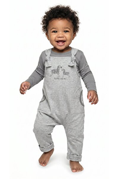 BabyCosy Organic Wear Long Sleeve T-Shirt Salopet Set, Unisex, Zebra Patterne...