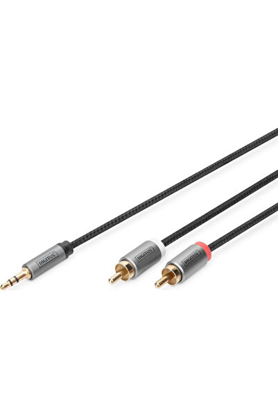 Digitus Καλώδιο Jack 3.5mm - 2x RCA Αρσενικό Μαύρο 1μ με επιχρυσωμένα ακροδέκτες