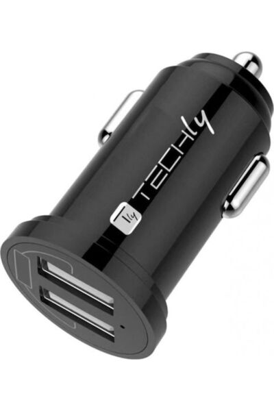 Techly Φορτιστής Αυτοκινήτου 12W 2.4A με Θύρες: 2xUSB Μαύρο Χρώμα