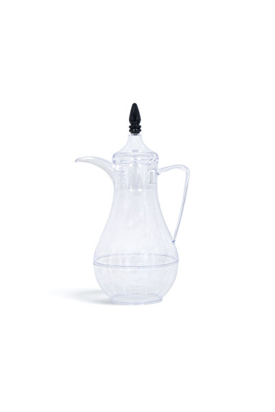 alqarat Transparent Plastic Serving Pitcher with Black Lid