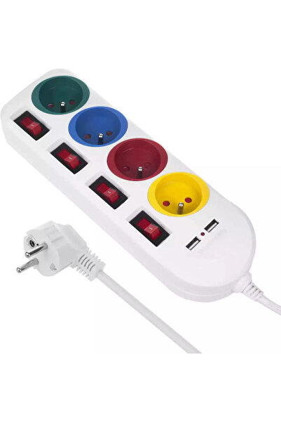 Maclean Energy Πολύπριζο 4 θέσεων με 2 USB-A, διακόπτη και καλώδιο 1.5μ. Κωδι...