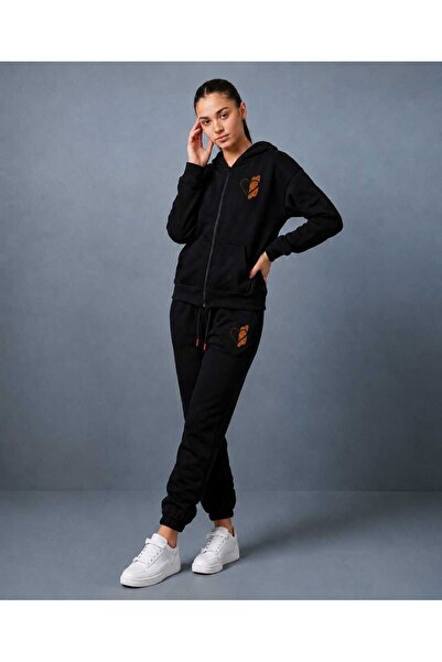 CLOTHES33 Set de trening HIRKA din 2 piese, de iarnă, cu imprimeu leopard și ...