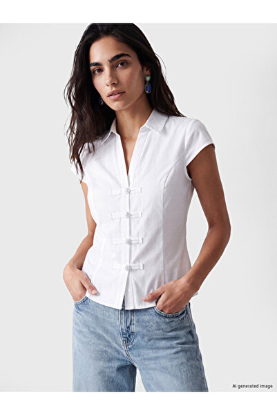 LC Waikiki Quality Pieces from Çelebi Store Women's Poplin Shirt with Fancy B...