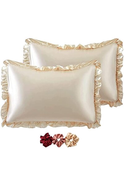 GOBE GO WELL Ruffle Satin Pillowcase for Hair and Skin, Standard Size Satin P...