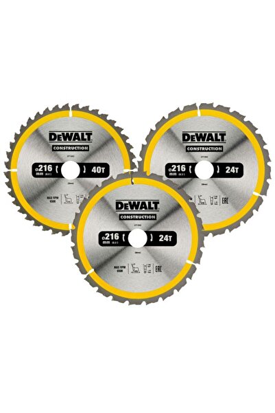 Dewalt Σετ 3 δίσκων DT1962 για δισκοπρίονο, 216 x 30 x 2.6 χιλ., 24, 40 δόντια T