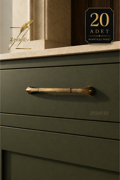 zerafev Verona 160 mm Antique Yellow Zamak Furniture Handle – 20 cm Cabinet a...