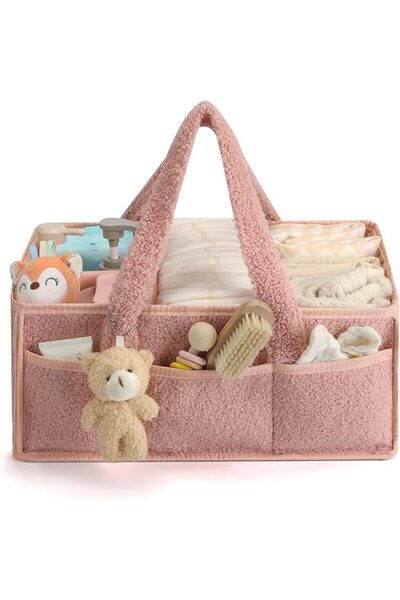 OASISGALORE Baby Diaper Caddy Organizer, Pink Caddy Organiser Basket for Wipe...