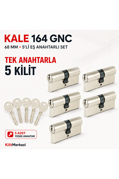 Kilit Merkezi Kale Kilit 164 GNC 68 mm 5’li Eş Anahtarlı Barel Seti Tek Anaht...