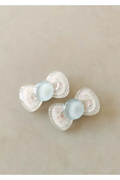 Halley Concept Blue Bow Themed Floral Patterned Double Clip Children's Hair C...