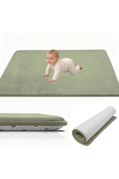 GENERAL Coral Velvet Baby Play Mat, 3cm Thick Baby Crawling Mat 90 x 120 cm G...