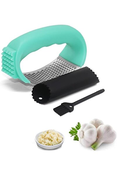 Tazweeq Stainless Steel Garlic Press, Garlic Crusher with Peeler & Cleaning B...