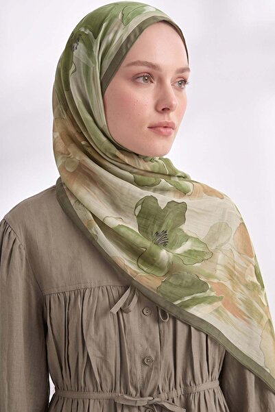 Salih Çelebi Ahenk Flower Pattern Naida Shawl 4086 - Green