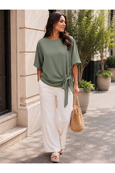 moda wanilia All-Day Elegance – Loose-Fit Aerobin Blouse with Side Tie Detail