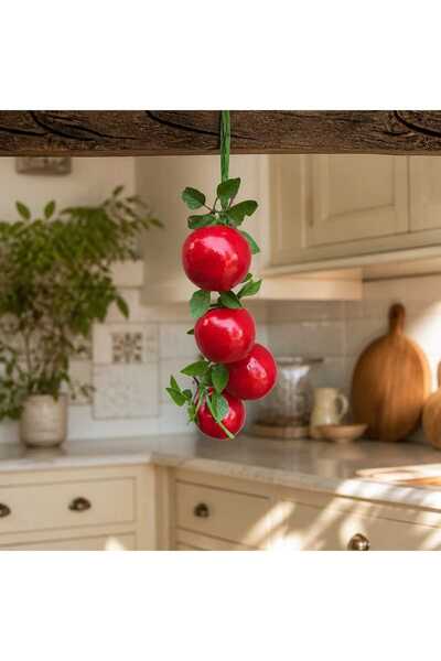 decotoys Red apples decoration on rope 2/set
