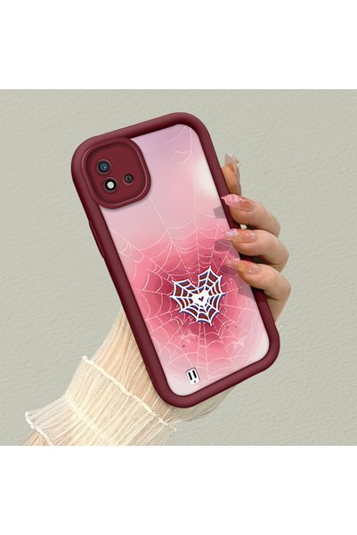 CHICASELUX Realme C11 2021 Compatible Pink Gradient Heart Spider Web Patterne...