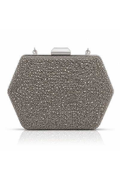 Seniorah Women's Platinum Crystal Full Stone Hexagonal Evening Dress Bag Boxe...
