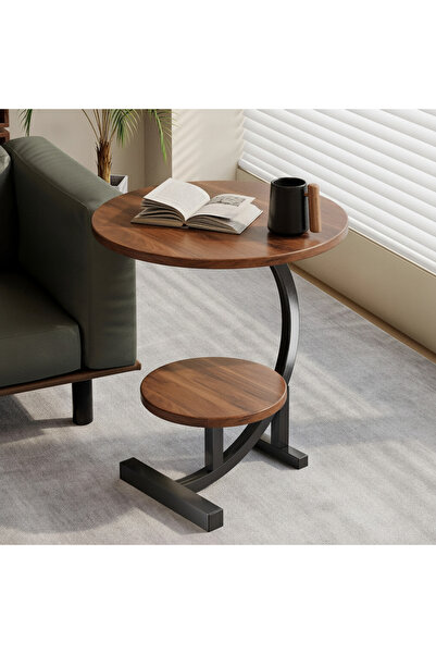 The Living Modern C-Shape 2-Tier Round Side Table | Multi-Purpose End Table f...