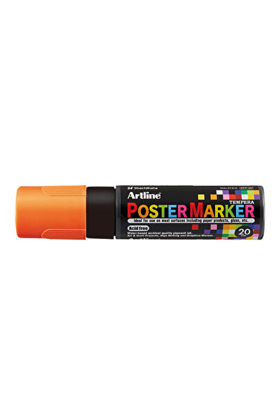 artline Poster Marker, Plastic Body, Beveled Tip 20Mm - Fluorescent Orange, 2...