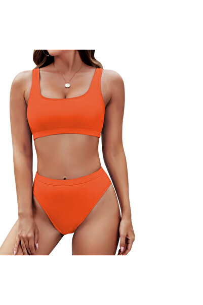 PINK QUEEN Γυναικείο σετ μπικίνι με crop top, 2 τεμαχίων, ψηλόμεσο, ψηλόκοπο,...