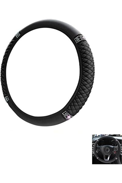 Aputue Bling Leather Steering Wheel Cover, 15 Inch Universal Fit Elastic Whee...