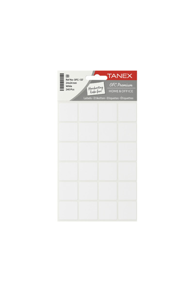 Tanex Etichete Autoadezive, 24 X 24 Mm, 80 Buc/Set, Tanex, Alb