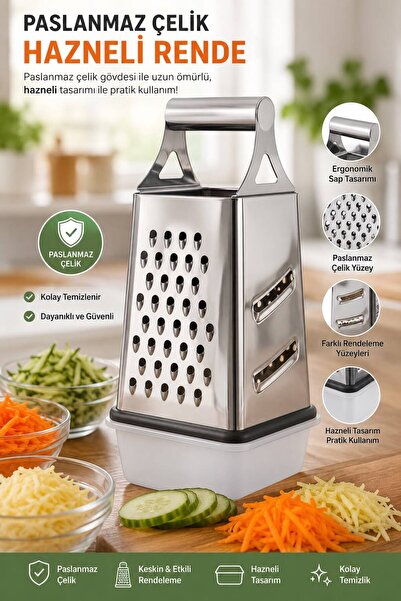 HB LİFE Kitchen Grater with Container – Multi-Purpose Grater with Lid and Sto...