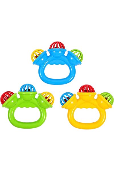 TERRIFI 3 Pack Baby Rattles Jingle Bells Musical Toy Set Colorful Sensory Lea...