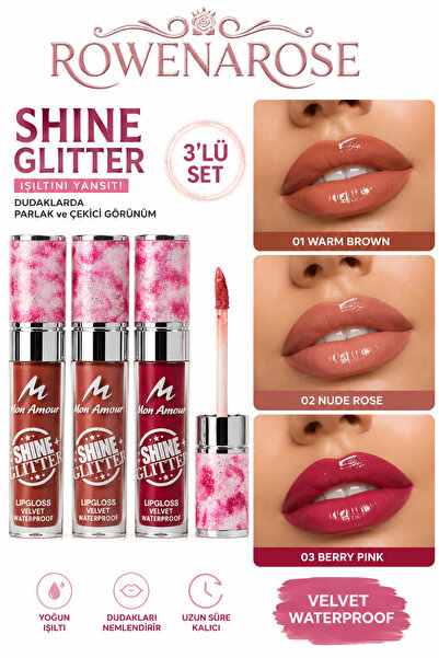 ROWENAROSE 3'LÜ SHINE GLİTTER LIPGLOSS SETİ