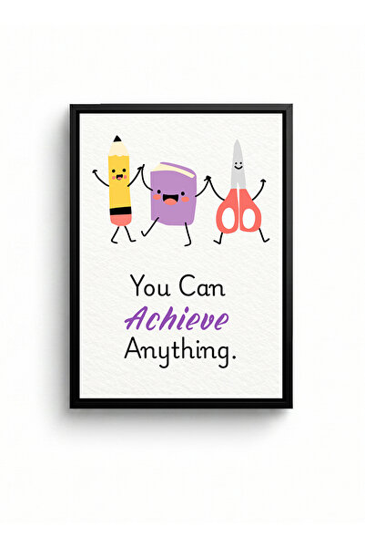 LOWHA Canvas Wall Art on Wood Frame with Black Floating Frame&Motivational Ph...