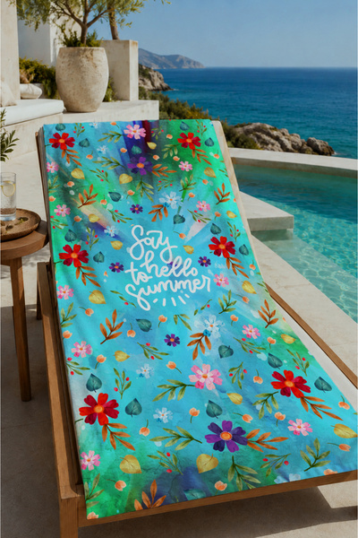Evmila Tirkizni cvetni mandala vrtni dezen 70x150 peškir za plažu - pamučni p...