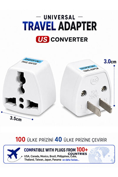 ANKTEK Seyahat Adaptörü Universal Priz Çevirici Dönüştürücü 100+ Ülke Prizini 40 Ülke Prizine Çevirir US Converter Plug