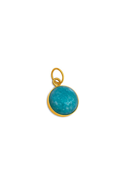 INSENTO Pandantiv cabochon din argint placat cu aur de 24K, 12 mm - Crisocola