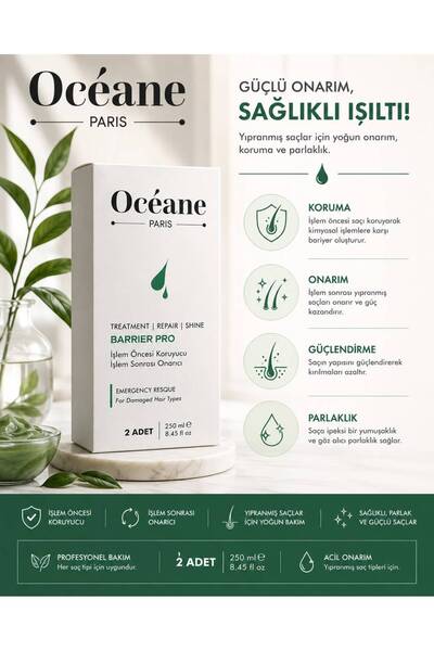 Oceane Paris Barrier Pro-Saç Onarıcı ve Koruyucu Bakım Seti (2adet)