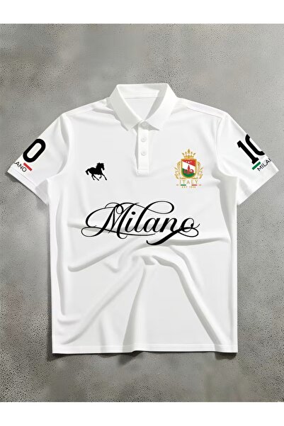 l'eivor Polo Collar Regular Fit Milano Italy Printed Men's T-Shirt