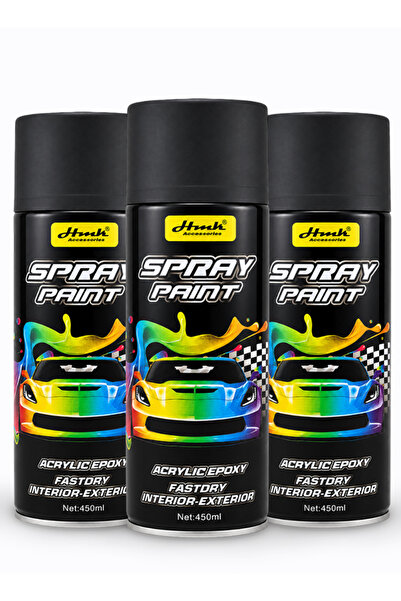 HMK Combo 3PCS H013 450 ml Matte Black Acrylic Epoxy Spray Paint, Fast Dry In...