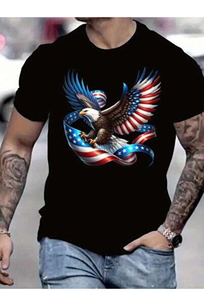 23ERVA 1pc Womens Patriotic Eagle Flag Graphic TshirtCotton 180gsm.Printed Te...