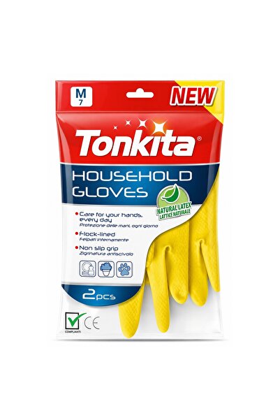 Tonkita Household Latex Gloves – Medium Size, Reusable Cleaning Gloves